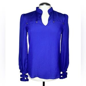 Akira Long Sleeve Deep Purple Silky Blouse Size S